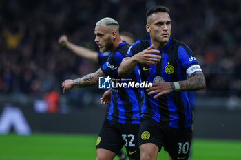 2024-02-28 - Lautaro Martinez of FC Internazionale celebrates after scoring a goal during Serie A 2023/24 football match between FC Internazionale and Atalanta BC at Giuseppe Meazza Stadium, Milan, Italy on February 28, 2024 - INTER - FC INTERNAZIONALE VS ATALANTA BC - ITALIAN SERIE A - SOCCER