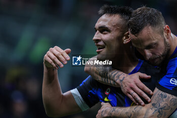 2024-02-28 - Lautaro Martinez of FC Internazionale celebrates after scoring a goal with Marko Arnautovic of FC Internazionale during Serie A 2023/24 football match between FC Internazionale and Atalanta BC at Giuseppe Meazza Stadium, Milan, Italy on February 28, 2024 - INTER - FC INTERNAZIONALE VS ATALANTA BC - ITALIAN SERIE A - SOCCER