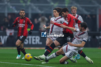 2024-01-27 - Theo Hernandez of AC Milan seen in action during Serie A 2023/24 football match between AC Milan and Bologna FC at San Siro Stadium, Milan, Italy on January 27, 2024 - AC MILAN VS BOLOGNA FC - ITALIAN SERIE A - SOCCER