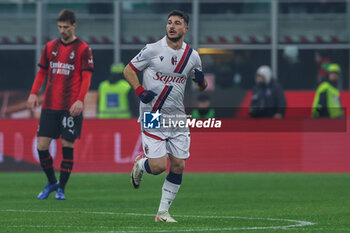 2024-01-27 - Riccardo Orsolini of Bologna FC celebrates after scoring a goal during Serie A 2023/24 football match between AC Milan and Bologna FC at San Siro Stadium, Milan, Italy on January 27, 2024 - AC MILAN VS BOLOGNA FC - ITALIAN SERIE A - SOCCER