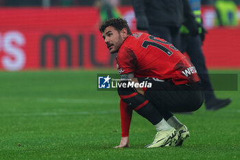 2024-01-27 - Theo Hernandez of AC Milan reacts at the end of the match during Serie A 2023/24 football match between AC Milan and Bologna FC at San Siro Stadium, Milan, Italy on January 27, 2024 - AC MILAN VS BOLOGNA FC - ITALIAN SERIE A - SOCCER