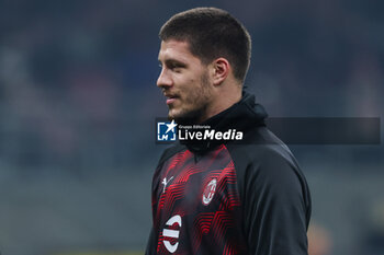 2024-01-27 - Luka Jovic of AC Milan looks on during Serie A 2023/24 football match between AC Milan and Bologna FC at San Siro Stadium, Milan, Italy on January 27, 2024 - AC MILAN VS BOLOGNA FC - ITALIAN SERIE A - SOCCER