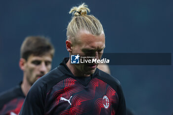 2024-01-27 - Simon Kjaer of AC Milan looks on during Serie A 2023/24 football match between AC Milan and Bologna FC at San Siro Stadium, Milan, Italy on January 27, 2024 - AC MILAN VS BOLOGNA FC - ITALIAN SERIE A - SOCCER
