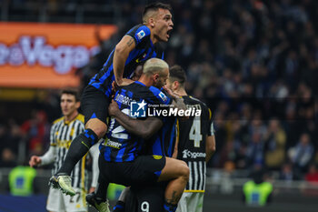 2024-02-04 - Marcus Thuram of FC Internazionale celebrates with his teammates after scoring a goal during Serie A 2023/24 football match between FC Internazionale and Juventus FC at Giuseppe Meazza Stadium, Milan, Italy on February 04, 2024 - INTER - FC INTERNAZIONALE VS JUVENTUS FC - ITALIAN SERIE A - SOCCER