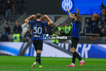 2024-02-04 - Francesco Acerbi of FC Internazionale celebrates the victory at the end of the match with Carlos Augusto of FC Internazionale during Serie A 2023/24 football match between FC Internazionale and Juventus FC at Giuseppe Meazza Stadium, Milan, Italy on February 04, 2024 - INTER - FC INTERNAZIONALE VS JUVENTUS FC - ITALIAN SERIE A - SOCCER