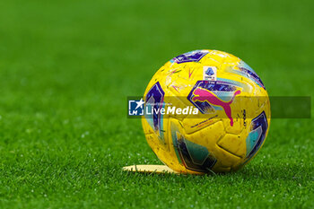 2024-02-04 - Orbita Puma Official Serie A matchball seen during Serie A 2023/24 football match between FC Internazionale and Juventus FC at Giuseppe Meazza Stadium, Milan, Italy on February 04, 2024 - INTER - FC INTERNAZIONALE VS JUVENTUS FC - ITALIAN SERIE A - SOCCER