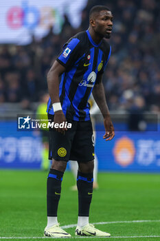 2024-02-04 - Marcus Thuram of FC Internazionale seen in action during Serie A 2023/24 football match between FC Internazionale and Juventus FC at Giuseppe Meazza Stadium, Milan, Italy on February 04, 2024 - INTER - FC INTERNAZIONALE VS JUVENTUS FC - ITALIAN SERIE A - SOCCER