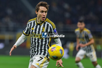 2024-02-04 - Federico Chiesa of Juventus FC seen in action during Serie A 2023/24 football match between FC Internazionale and Juventus FC at Giuseppe Meazza Stadium, Milan, Italy on February 04, 2024 - INTER - FC INTERNAZIONALE VS JUVENTUS FC - ITALIAN SERIE A - SOCCER