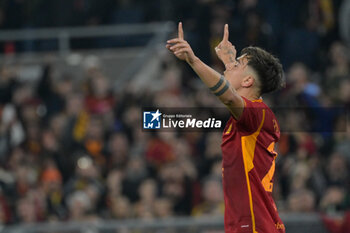 2024-02-05 - Paulo Dybala (AS Roma); celebrates after scoring the goal 2-0 during the Italian Football Championship League A 2023/2024 match between AS Roma vs Cagliari Calcio at the Olimpic Stadium in Rome on 07 January  2024. - AS ROMA VS CAGLIARI CALCIO - ITALIAN SERIE A - SOCCER