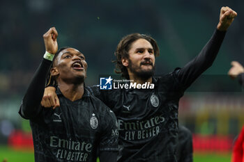 2024-02-11 - Rafael Leao of AC Milan and Yacine Adli of AC Milan celebrate the victory at the end of the match during Serie A 2023/24 football match between AC Milan and SSC Napoli at San Siro Stadium, Milan, Italy on February 11, 2024 - AC MILAN VS SSC NAPOLI - ITALIAN SERIE A - SOCCER