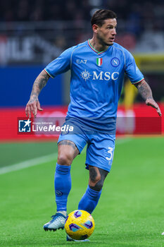 2024-02-11 - Pasquale Mazzocchi of SSC Napoli seen in action during Serie A 2023/24 football match between AC Milan and SSC Napoli at San Siro Stadium, Milan, Italy on February 11, 2024 - AC MILAN VS SSC NAPOLI - ITALIAN SERIE A - SOCCER
