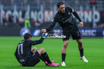 2024-02-11 - Davide Calabria of AC Milan and Christian Pulisic of AC Milan seen during Serie A 2023/24 football match between AC Milan and SSC Napoli at San Siro Stadium, Milan, Italy on February 11, 2024 - AC MILAN VS SSC NAPOLI - ITALIAN SERIE A - SOCCER