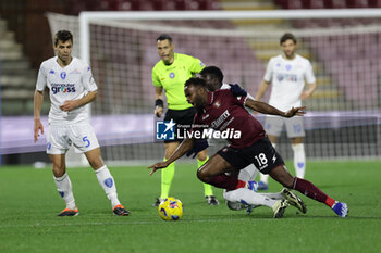 2024-02-09 - Salernitana's Malian midfielder Lassana Coulibaly challenges for the ball with Empioli's Senegalese forward Mbaye Niang during the Serie A football match between Unione Sportiva Salernitana vs Empoli at the Arechi Stadium in Salerno on February 09, 2024. - US SALERNITANA VS EMPOLI FC - ITALIAN SERIE A - SOCCER