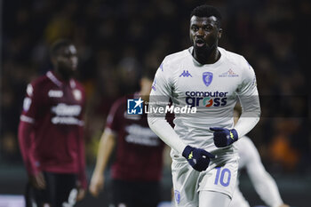 2024-02-09 - Empioli's Senegalese forward Mbaye Niang celebrates after scoring a goal during the Serie A football match between Unione Sportiva Salernitana vs Empoli at the Arechi Stadium in Salerno on February 09, 2024. - US SALERNITANA VS EMPOLI FC - ITALIAN SERIE A - SOCCER