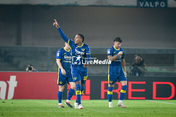 2024-02-17 - Verona's Michael Folorunsho celebrates after scoring a goal - HELLAS VERONA FC VS JUVENTUS FC - ITALIAN SERIE A - SOCCER