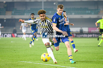 2024-02-17 - Juventus's Weston McKennie in action against Verona's Pawel Dawidowicz - HELLAS VERONA FC VS JUVENTUS FC - ITALIAN SERIE A - SOCCER