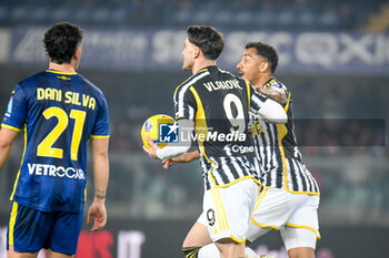 2024-02-17 - Juventus's Dusan Vlahovic celebrates after scoring a goal on penalty - HELLAS VERONA FC VS JUVENTUS FC - ITALIAN SERIE A - SOCCER