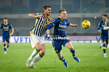 2024-02-17 - Juventus's Daniele Rugani in action against Verona's Karol Swiderski - HELLAS VERONA FC VS JUVENTUS FC - ITALIAN SERIE A - SOCCER