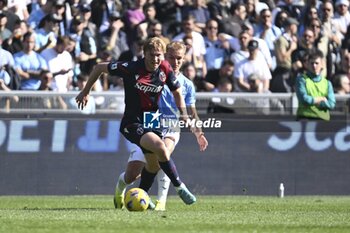 2024-02-18 - Victor Kristiansen of Bologna F.C. and Gustav Isaksen of S.S. Lazio during the 25th day of the Serie A Championship between S.S. Lazio vs Bologna F.C. 1909, 18 February 2024 at the Olympic Stadium in Rome. - SS LAZIO VS BOLOGNA FC - ITALIAN SERIE A - SOCCER