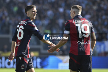 2024-02-18 - Alexis Saelemaekers and Lewis Ferguson of Bologna F.C. during the 25th day of the Serie A Championship between S.S. Lazio vs Bologna F.C. 1909, 18 February 2024 at the Olympic Stadium in Rome. - SS LAZIO VS BOLOGNA FC - ITALIAN SERIE A - SOCCER