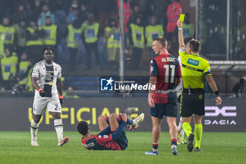 2024-02-24 - yellow card for Festy Ebosele of Udinese during Italian Serie A TIM match between Genoa CFC and Udinese Calcio at Stadio Luigi Ferraris, Genova - GENOA CFC VS UDINESE CALCIO - ITALIAN SERIE A - SOCCER