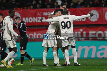 2024-03-02 - Team of AS Roma celebrating after a goal during the Italian Serie A football match between AC Monza and Inter AC Roma on 2 of March 2024 at U-Power stadium in Monza, Italy. Photo Tiziano Ballabio - AC MONZA VS AS ROMA - ITALIAN SERIE A - SOCCER