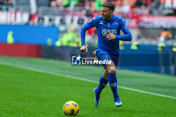 2024-03-10 - Ardian Ismajli of Empoli FC seen in action during Serie A 2023/24 football match between AC Milan and Empoli FC at San Siro Stadium, Milan, Italy on March 10, 2024 - AC MILAN VS EMPOLI FC - ITALIAN SERIE A - SOCCER