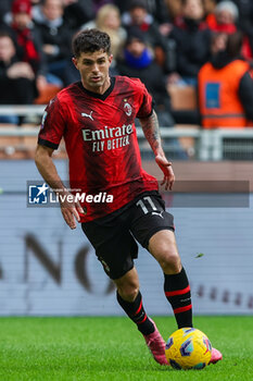 2024-03-10 - Christian Pulisic of AC Milan seen in action during Serie A 2023/24 football match between AC Milan and Empoli FC at San Siro Stadium, Milan, Italy on March 10, 2024 - AC MILAN VS EMPOLI FC - ITALIAN SERIE A - SOCCER