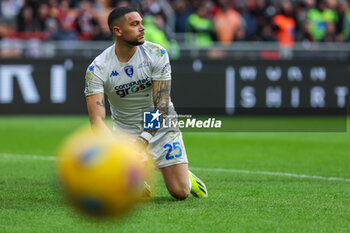 2024-03-10 - Elia Caprile of Empoli FC seen in action during Serie A 2023/24 football match between AC Milan and Empoli FC at San Siro Stadium, Milan, Italy on March 10, 2024 - AC MILAN VS EMPOLI FC - ITALIAN SERIE A - SOCCER