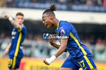2024-03-17 - Verona's Tijjani Noslin celebrates after scoring a goal - HELLAS VERONA FC VS AC MILAN - ITALIAN SERIE A - SOCCER