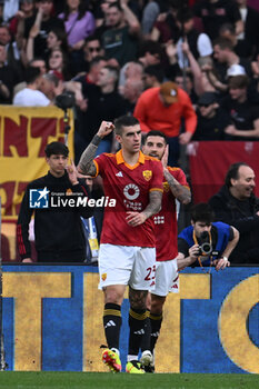 2024-04-06 - Gianluca Mancini of A.S. Roma celebrates after scoring the gol of 1-0 during the 31th day of the Serie A Championship between A.S. Roma vs S.S. Lazio, 6 April, 2024 at the Olympic Stadium in Rome, Italy. - AS ROMA VS SS LAZIO - ITALIAN SERIE A - SOCCER