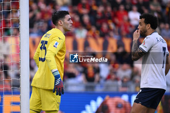 2024-04-06 - Christos Mandas and Felipe Anderson of S.S. Lazio during the 31th day of the Serie A Championship between A.S. Roma vs S.S. Lazio, 6 April, 2024 at the Olympic Stadium in Rome, Italy. - AS ROMA VS SS LAZIO - ITALIAN SERIE A - SOCCER