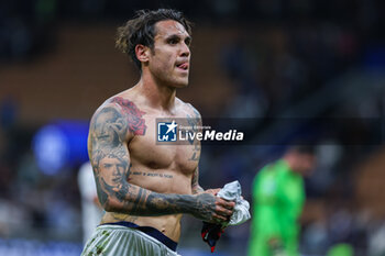 2024-04-14 - Nicolas Viola of Cagliari Calcio celebrates at the end of the match during Serie A 2023/24 football match between FC Internazionale and Cagliari Calcio at Giuseppe Meazza Stadium, Milan, Italy on April 14, 2024 - INTER - FC INTERNAZIONALE VS CAGLIARI CALCIO - ITALIAN SERIE A - SOCCER