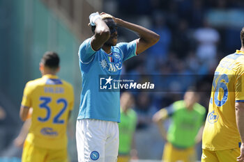 2024-04-14 - SSC Napoli's Nigerian forward Victor Osimhen looks dejected during the Serie A football match between SSC Napoli and Frosinone at the Diego Armando Maradona Stadium in Naples, southern Italy, on April 14, 2024. - SSC NAPOLI VS FROSINONE CALCIO - ITALIAN SERIE A - SOCCER