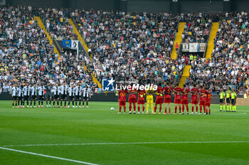 2024-04-14 - Udinese Calcio and AS Roma lined up for a minute of recollection to honor the passing of tragedy of the Bologna power plant - UDINESE CALCIO VS AS ROMA - ITALIAN SERIE A - SOCCER