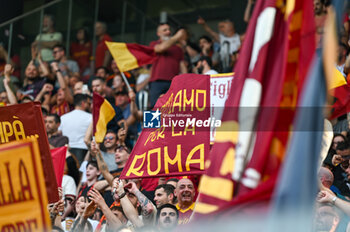 2024-04-14 - AS Roma supporters flag - UDINESE CALCIO VS AS ROMA - ITALIAN SERIE A - SOCCER