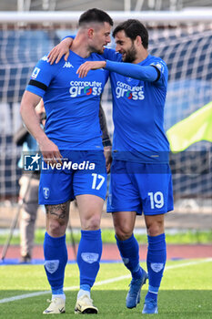 2024-04-20 - Empoli FC's forward Alberto Cerri celebrates after scoring a goal with Empoli FC's defender Bartosz Bereszynski - EMPOLI FC VS SSC NAPOLI - ITALIAN SERIE A - SOCCER