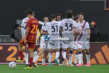 2024-04-22 - Bologna's Joshua Zirkzee celebrates after scoring the goal 0-2 during the Italian Football Championship League A 2023/2024 match between AS Roma vs Bologna FC at the Olimpic Stadium in Rome on 22 April 2024. - AS ROMA VS BOLOGNA FC - ITALIAN SERIE A - SOCCER