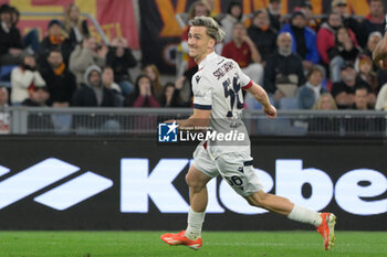 2024-04-22 - Bologna's Alexis Saelemaekers celebrates after scoring the goal 1-3 during the Italian Football Championship League A 2023/2024 match between AS Roma vs Bologna FC at the Olimpic Stadium in Rome on 22 April 2024. - AS ROMA VS BOLOGNA FC - ITALIAN SERIE A - SOCCER