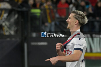 2024-04-22 - Bologna's Alexis Saelemaekers celebrates after scoring the goal 1-3 during the Italian Football Championship League A 2023/2024 match between AS Roma vs Bologna FC at the Olimpic Stadium in Rome on 22 April 2024. - AS ROMA VS BOLOGNA FC - ITALIAN SERIE A - SOCCER