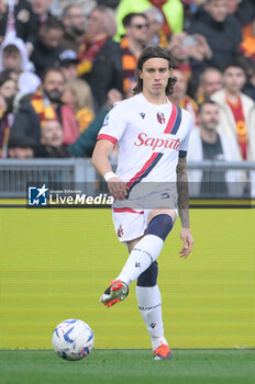 2024-04-22 - Bologna's Riccardo Calafiori during the Italian Football Championship League A 2023/2024 match between AS Roma vs Bologna FC at the Olimpic Stadium in Rome on 22 April 2024. - AS ROMA VS BOLOGNA FC - ITALIAN SERIE A - SOCCER