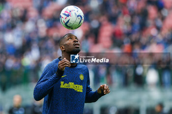 2024-04-28 - Marcus Thuram of FC Internazionale warms up during Serie A 2023/24 football match between FC Internazionale and Torino FC at Giuseppe Meazza Stadium, Milan, Italy on April 28, 2024 - INTER - FC INTERNAZIONALE VS TORINO FC - ITALIAN SERIE A - SOCCER