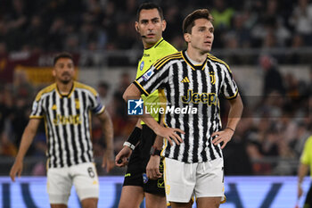 2024-05-05 - Federico Chiesa of Juventus F.C. during the 35th day of the Serie A Championship between A.S. Roma vs Juventus F.C. at the Olympic Stadium Olympic on May 5, 2024 in Rome, Italy. - AS ROMA VS JUVENTUS FC - ITALIAN SERIE A - SOCCER