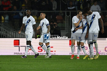 2024-05-10 - Lautaro Martinez of F.C. Inter celebrates after scoring the gol of 0-4 during the 36th day of the Serie A Championship between Frosinone Calcio vs F.C. Inter, 10 May 2024 at the Benito Stirpe Stadium, Frosinone, Italy. - FROSINONE CALCIO VS INTER - FC INTERNAZIONALE - ITALIAN SERIE A - SOCCER