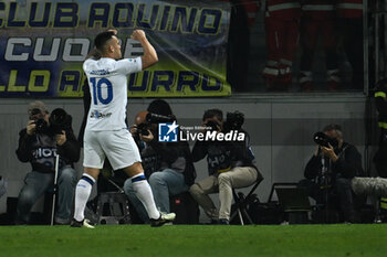 2024-05-10 - Lautaro Martinez of F.C. Inter celebrates after scoring the gol of 0-4 during the 36th day of the Serie A Championship between Frosinone Calcio vs F.C. Inter, 10 May 2024 at the Benito Stirpe Stadium, Frosinone, Italy. - FROSINONE CALCIO VS INTER - FC INTERNAZIONALE - ITALIAN SERIE A - SOCCER