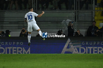 2024-05-10 - Lautaro Martinez of F.C. Inter celebrates after scoring the gol of 0-4 during the 36th day of the Serie A Championship between Frosinone Calcio vs F.C. Inter, 10 May 2024 at the Benito Stirpe Stadium, Frosinone, Italy. - FROSINONE CALCIO VS INTER - FC INTERNAZIONALE - ITALIAN SERIE A - SOCCER