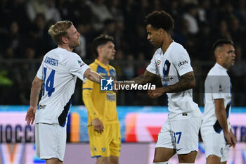 2024-05-10 - Tajon Buchanan of F.C. Inter celebrates after scoring the gol of 0-3 during the 36th day of the Serie A Championship between Frosinone Calcio vs F.C. Inter, 10 May 2024 at the Benito Stirpe Stadium, Frosinone, Italy. - FROSINONE CALCIO VS INTER - FC INTERNAZIONALE - ITALIAN SERIE A - SOCCER