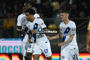 2024-05-10 - Tajon Buchanan of F.C. Inter celebrates after scoring the gol of 0-3 during the 36th day of the Serie A Championship between Frosinone Calcio vs F.C. Inter, 10 May 2024 at the Benito Stirpe Stadium, Frosinone, Italy. - FROSINONE CALCIO VS INTER - FC INTERNAZIONALE - ITALIAN SERIE A - SOCCER