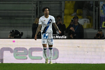 2024-05-10 - Tajon Buchanan of F.C. Inter celebrates after scoring the gol of 0-3 during the 36th day of the Serie A Championship between Frosinone Calcio vs F.C. Inter, 10 May 2024 at the Benito Stirpe Stadium, Frosinone, Italy. - FROSINONE CALCIO VS INTER - FC INTERNAZIONALE - ITALIAN SERIE A - SOCCER