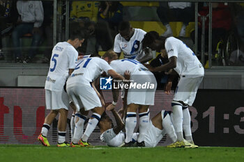 2024-05-10 - Tajon Buchanan of F.C. Inter celebrates after scoring the gol of 0-3 during the 36th day of the Serie A Championship between Frosinone Calcio vs F.C. Inter, 10 May 2024 at the Benito Stirpe Stadium, Frosinone, Italy. - FROSINONE CALCIO VS INTER - FC INTERNAZIONALE - ITALIAN SERIE A - SOCCER